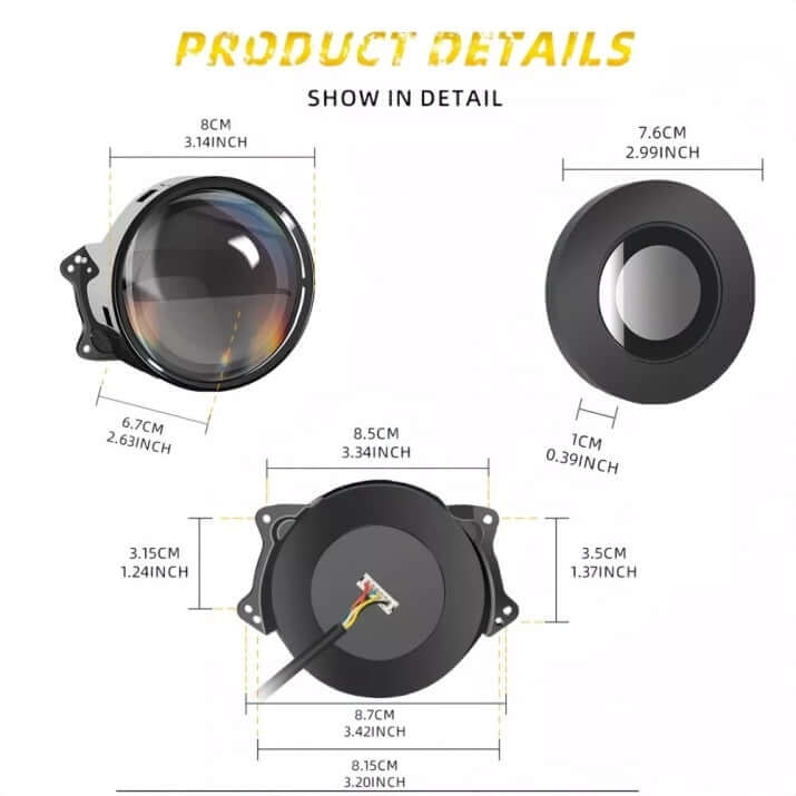 Комплект 3D LED фарове халогени дяволски очи Devil Eyes с лупи 3"инча 8см 12V – снимка 3