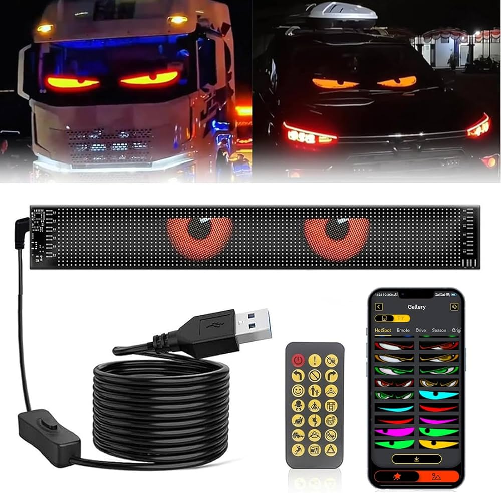 Светещи LED очи за предно стъкло, дяволски очи Devil Eyes 60 / 12см