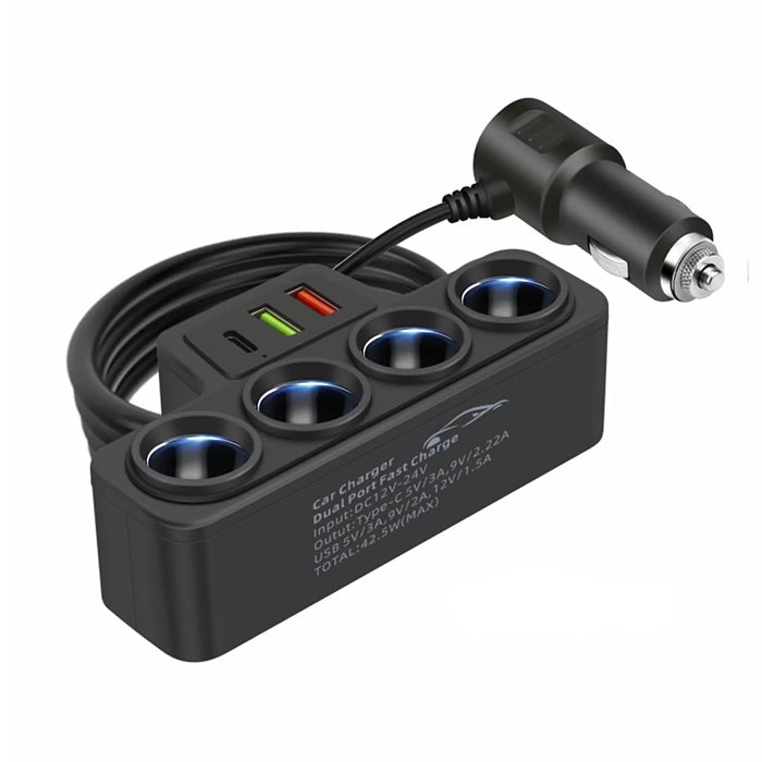 Разклонител за запалка 3в1 с 4 Гнезда - 12 / 24V
