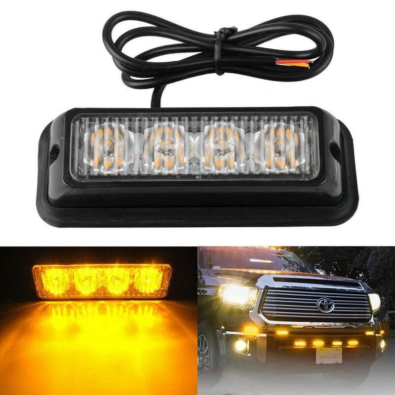 4 LED аварийна светлина, блиц, жълта диодна светлина 12v