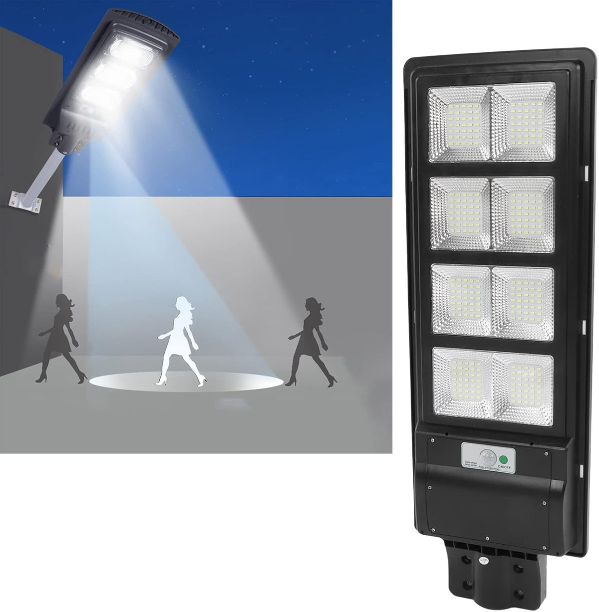 Улична соларна лампа Jortan със соларен панел и стойка, 400W, IP66, 12-16 часа автономия, Батерия 30 – снимка 4