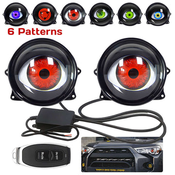 Комплект 3D LED фарове халогени дяволски очи Devil Eyes с лупи 3"инча 8см 12V