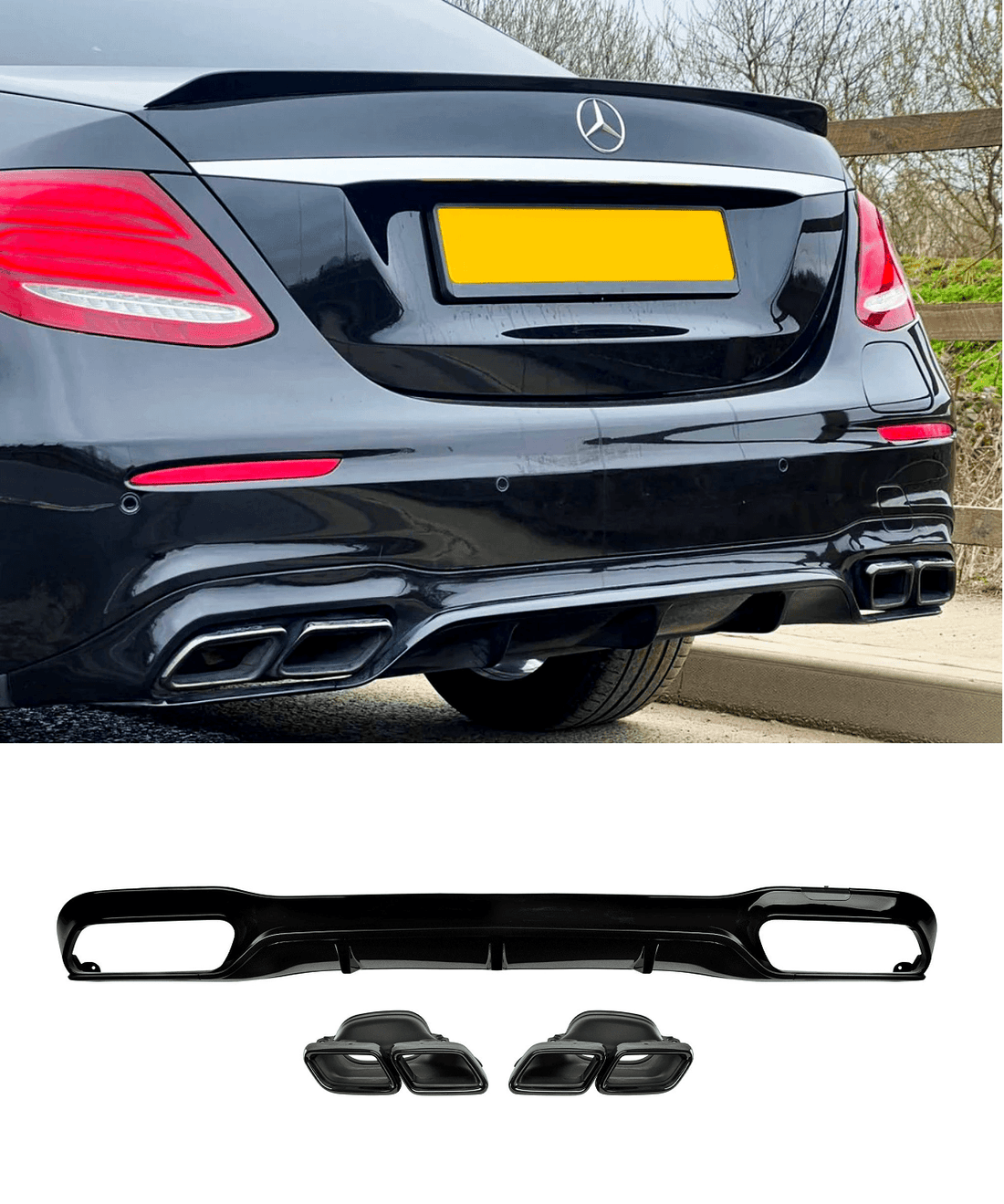 Заден дифузьор черен Mercedes-Benz E63s AMG Optik Sedan W213 (2016-2019)