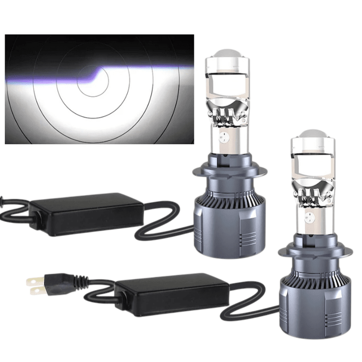 Диодни крушки за фар H7 LED с лупа 2БР / К-Т