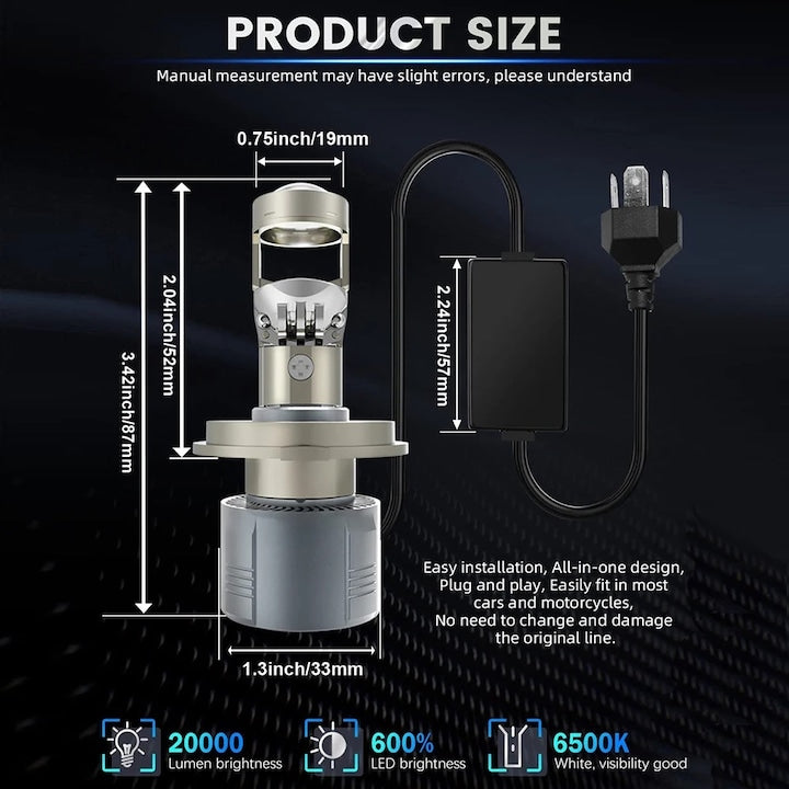 Диодни крушки за фар H7 LED с лупа 2БР / К-Т – снимка 3