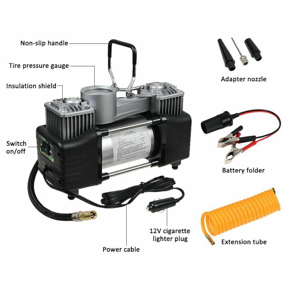 Двуцилиндров Компресор за гуми 12V – снимка 3