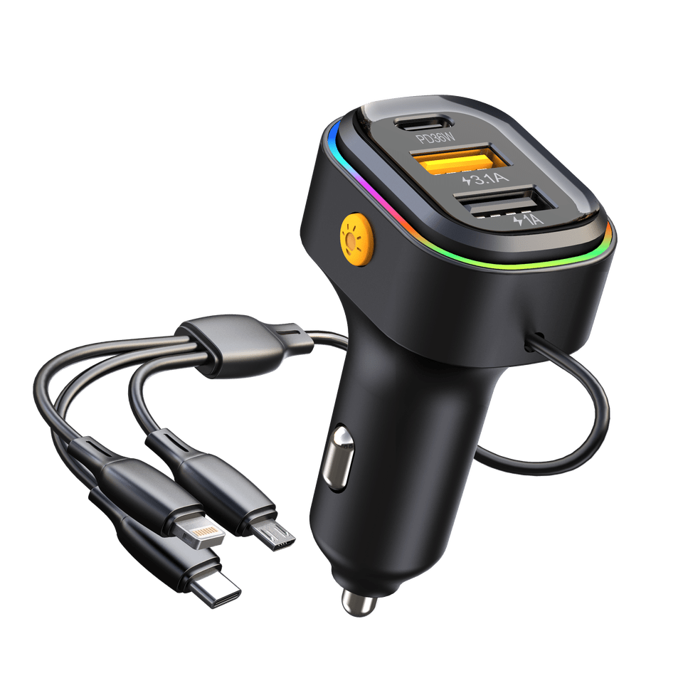 FM Трансмитер с 1 USB порт и 1 Type-c порт + кабели за зареждане - T885