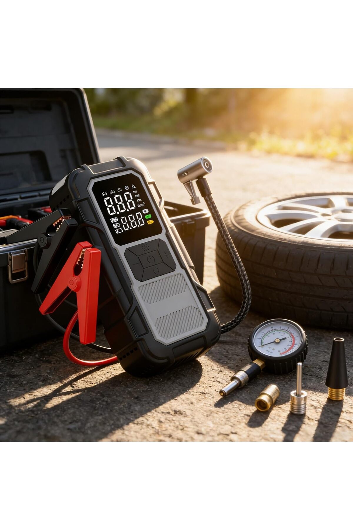 Компресор + стартер за автомобил JumpStarter 2в1 8000Mah – снимка 7