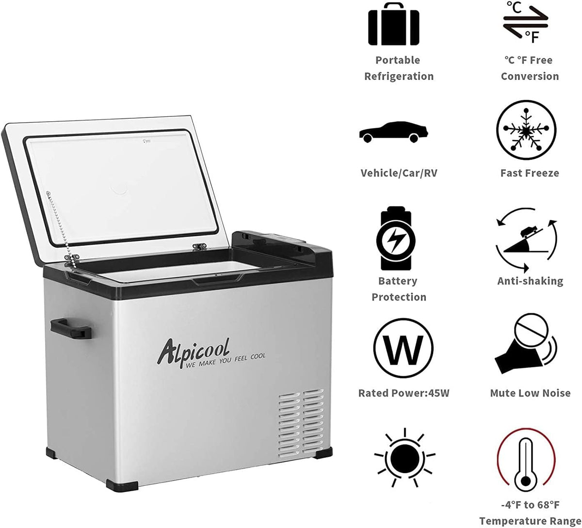 AlpiCool 40L Портативен Компресорен хладилник 40 литра 12V 24V 220V, Хладилна Кутия, Фризер – снимка 3
