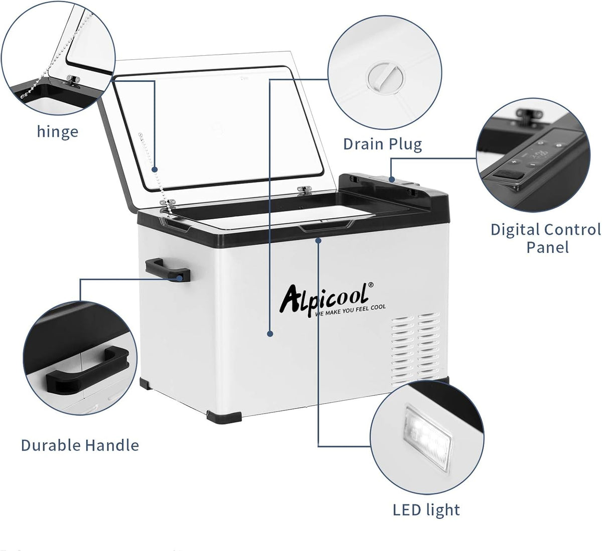 AlpiCool 40L Портативен Компресорен хладилник 40 литра 12V 24V 220V, Хладилна Кутия, Фризер – снимка 4