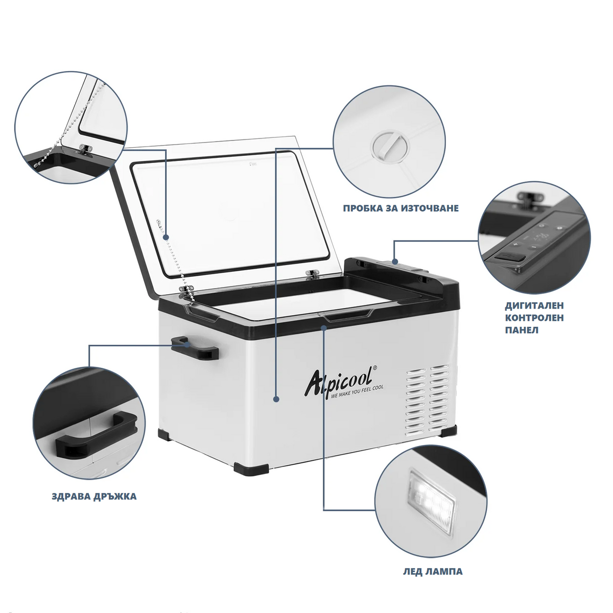 AlpiCool 20L Портативен Компресорен хладилник 20 литра 12V 24V 220V, Хладилна Кутия, Фризер – снимка 6