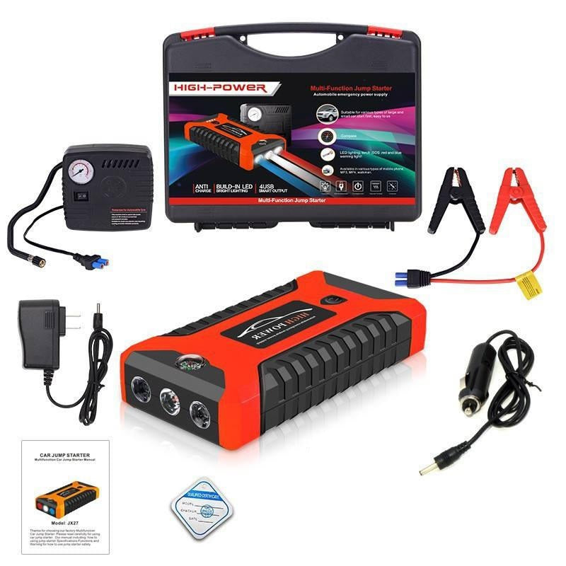 Мултифункционален автомобилен стартер Jump Starter 99800mAh, 12V, Максимален ток 600A с компресор