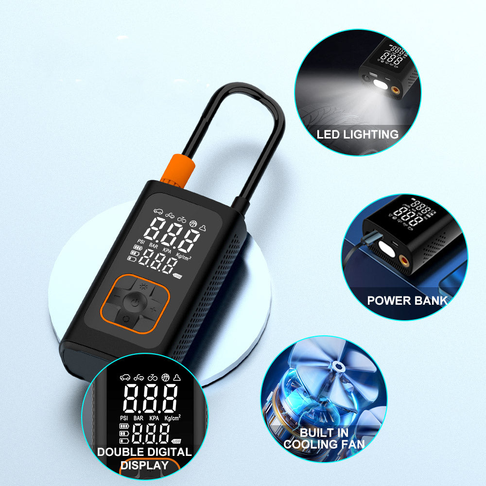 Безжичен дигитален компресор за гуми 4000mah , 150PSI, Презареждаем – снимка 2