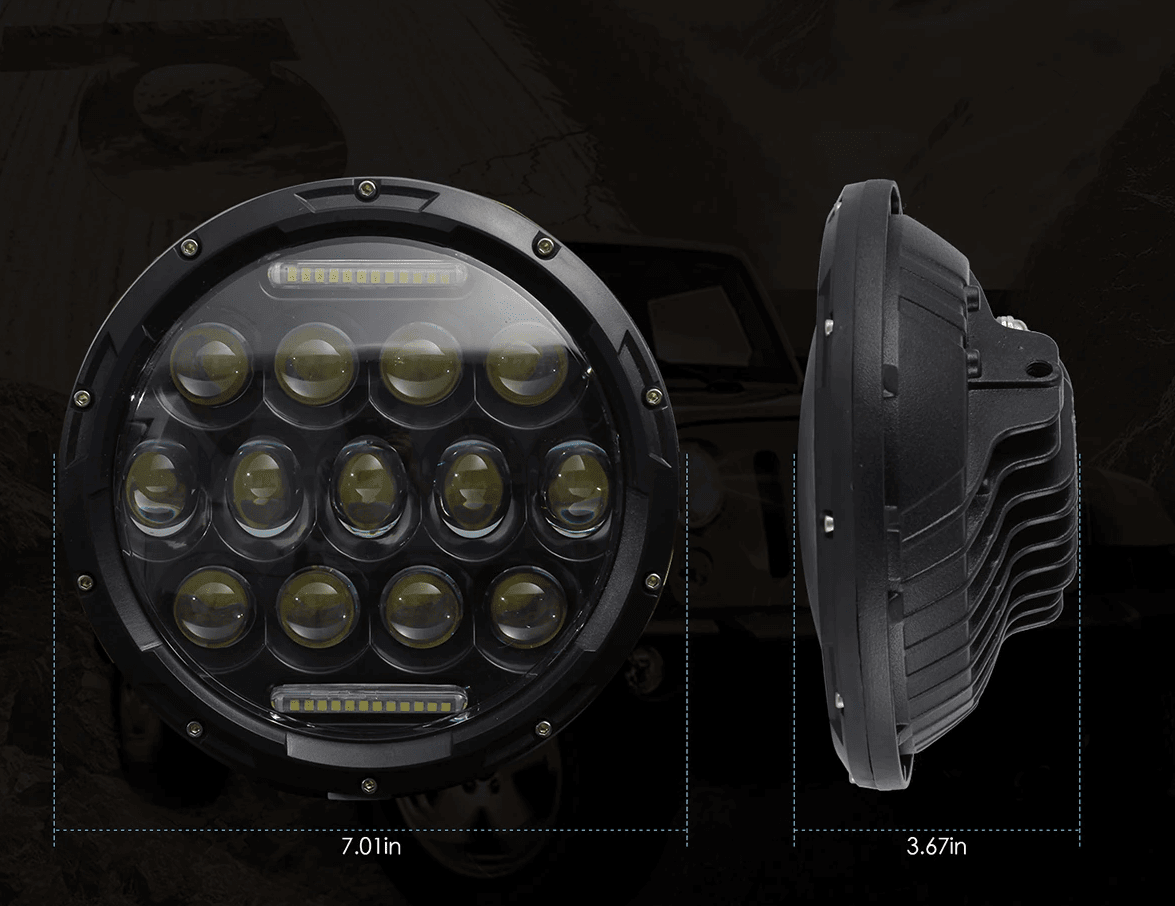 LED Фар 7 инча за вграждане на джип 12V – снимка 4