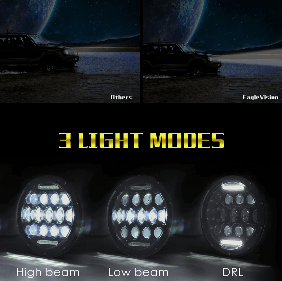 LED Фар 7 инча за вграждане на джип 12V – снимка 3