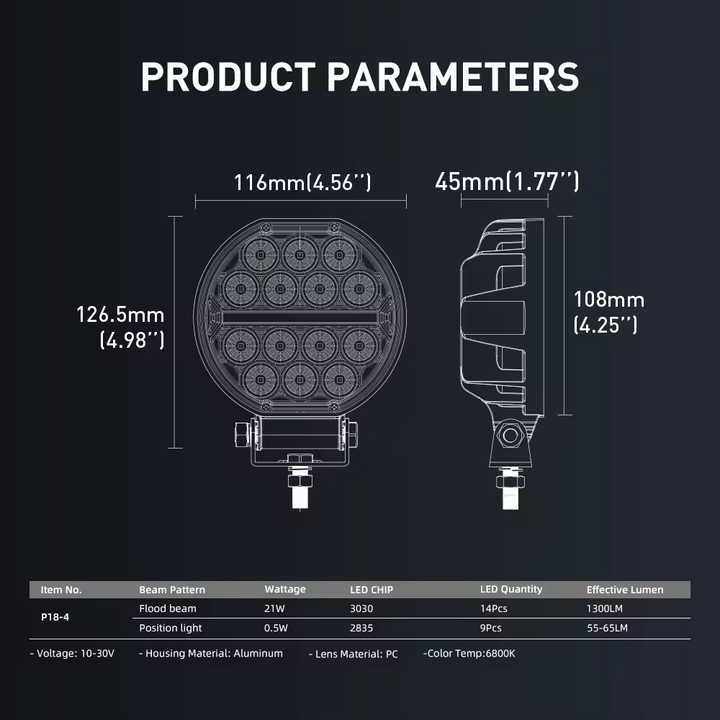 Диоден халоген LED светлини габарит, жълта 12 / 24V 50W - T458 – снимка 4