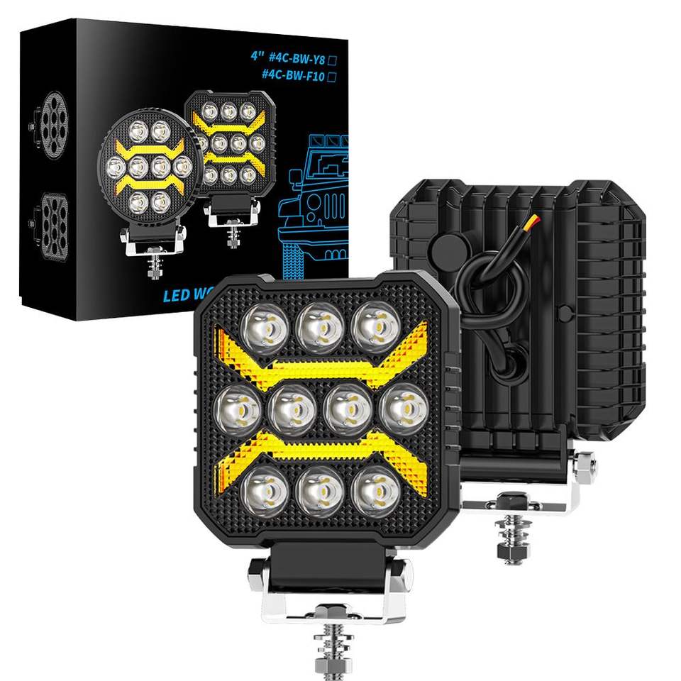 Диоден халоген LED с бяла светлина и жълт габарит - 12 / 24V - T774