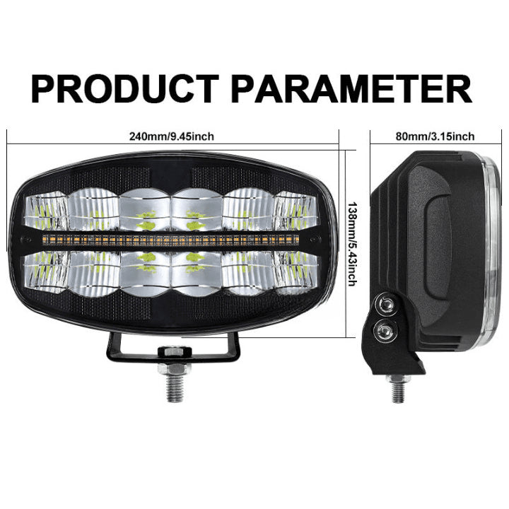 LED Халоген Фар DRL бяла / жълта светлина - 12-24V за джип, камион, агротехника 9 инча- T880 – снимка 2