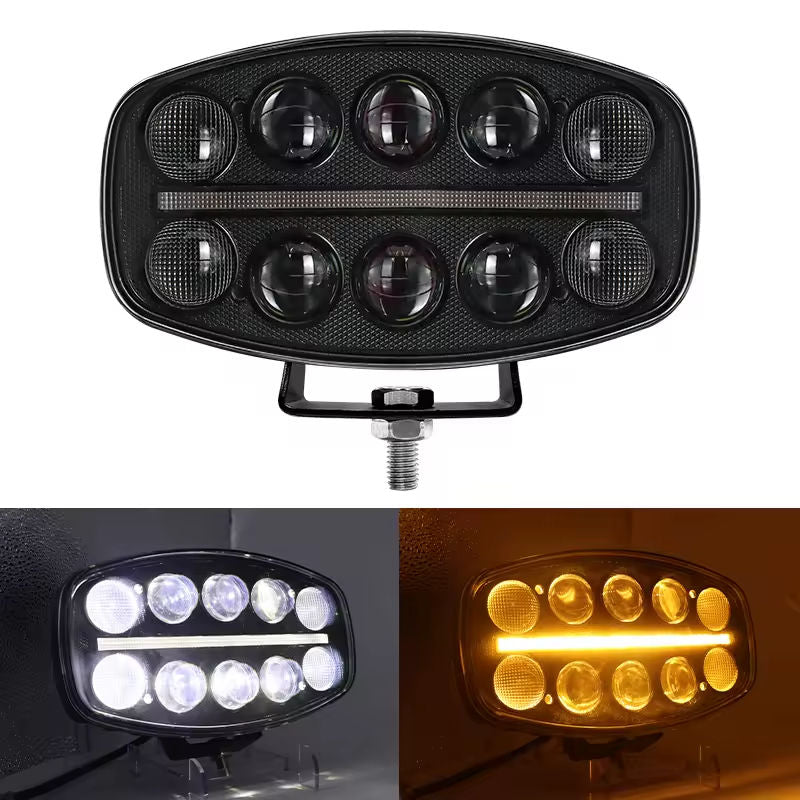 LED Халоген Фар DRL бяла / жълта светлина - 12-24V за джип, камион, агротехника 9 инча- T881