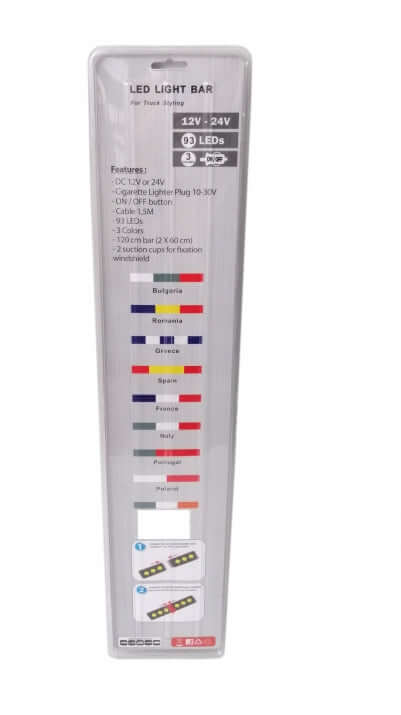 Светеща лента LED Бяло, Зелено, Червено 120 см флаг - T671 – снимка 2