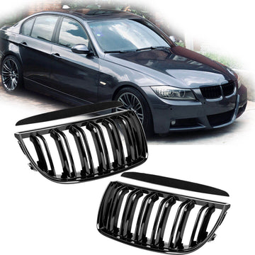 Бъбреци с двойни ребра черен лак за BMW серия 3 E90, E91 2005-2008