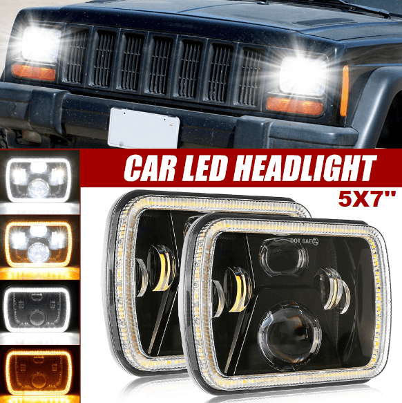 Комплект Правоъгълни LED фарове 5x7" H4 букса, 4 светлини