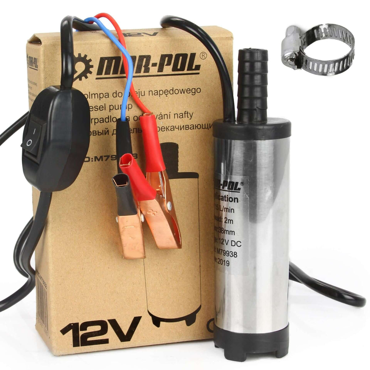 Помпа за гориво 12v 38mm Mar-Pol / помпа източване на гориво