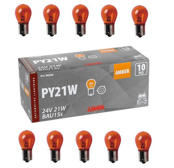 Крушки 24V 21W BA15s - Жълти 10бр.
