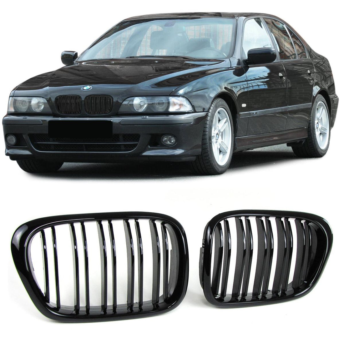 Бъбреци с двойни ребра черен лак за BMW 5-та серия 1995-2004