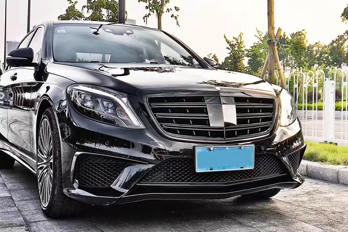 Черен лак решетка тип AMG за Mercedes S класа W222 2013-2020 за модела с Distronic и Night Vision – снимка 3