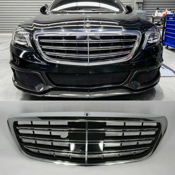 Хром / черна решетка тип AMG за Mercedes S класа W222 2013-2020 за модела с Distronic и Night Vision