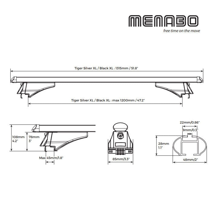 Напречни греди с интегриран рейлинг Menabo Tiger XL 850 – снимка 2