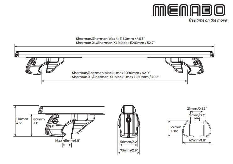 Напречни греди MENABO 947 ШЪРМАН XL 135см – снимка 2