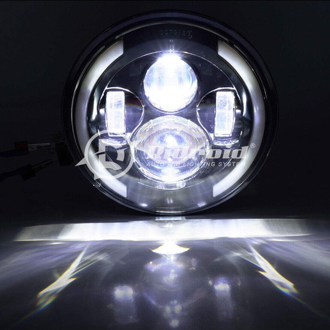 Комплект Кръгли LED фарове 7" 70W H4 букса, къси, дълги, дневни и мигач – снимка 4