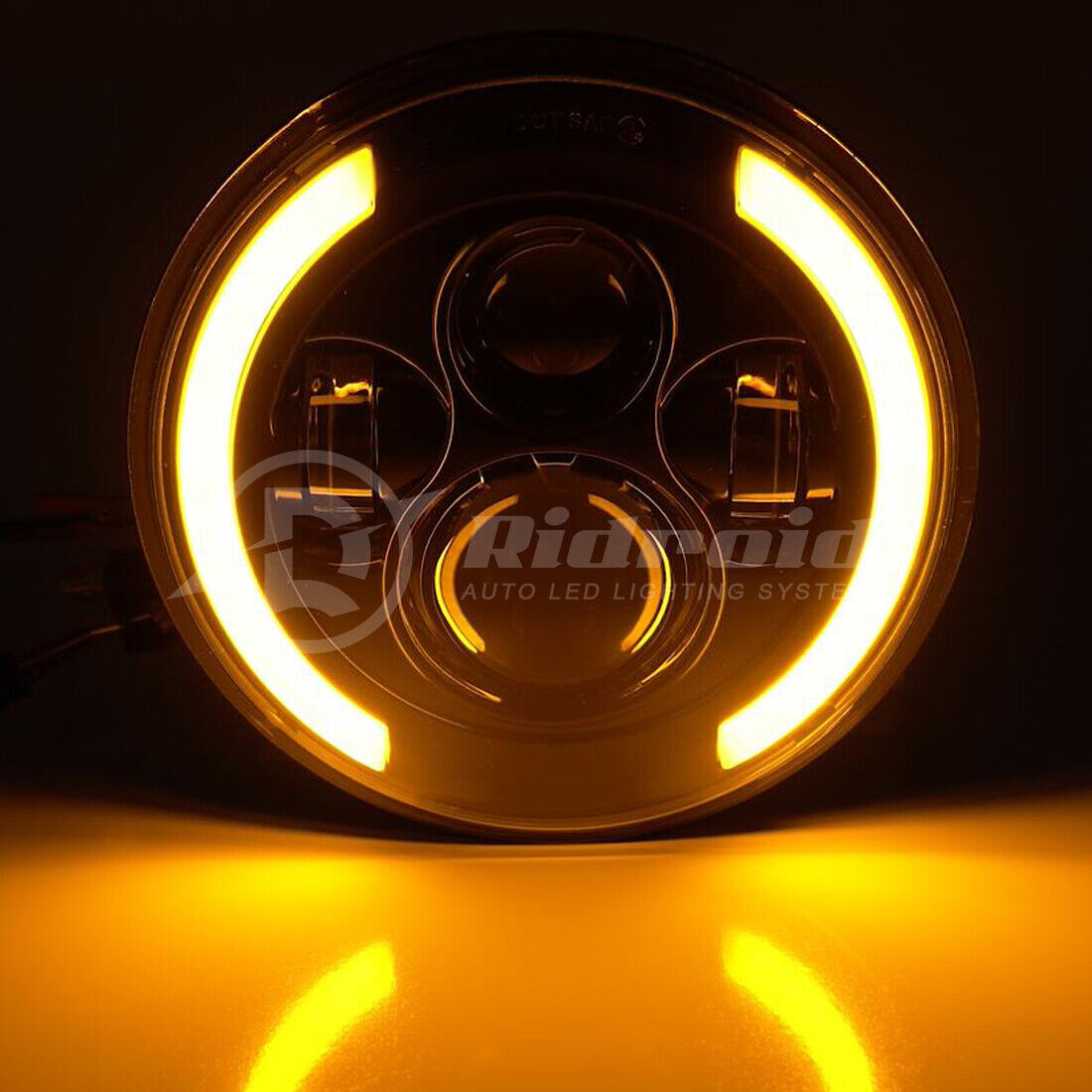 Комплект Кръгли LED фарове 7" 70W H4 букса, къси, дълги, дневни и мигач – снимка 6
