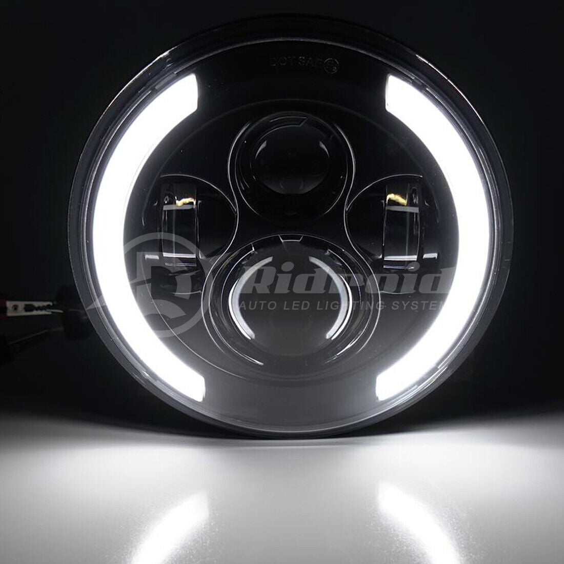 Комплект Кръгли LED фарове 7" 70W H4 букса, къси, дълги, дневни и мигач – снимка 2