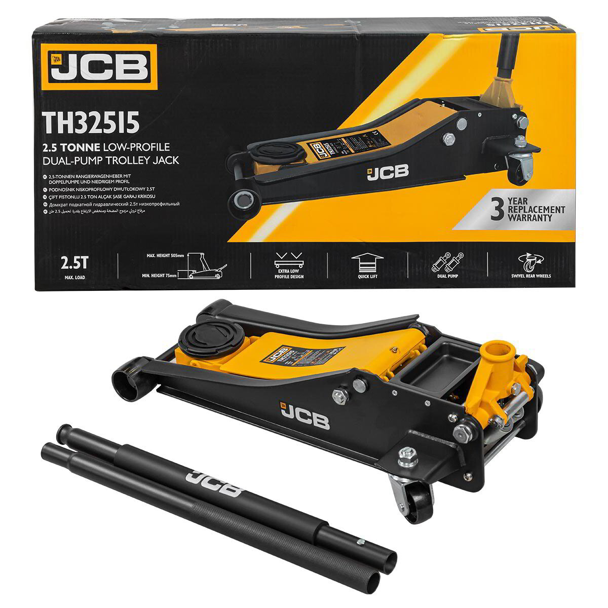 КРИК 2.5Т КРОКОДИЛ 77-505мм нископрофилен с 2 помпи JCB - TH32515