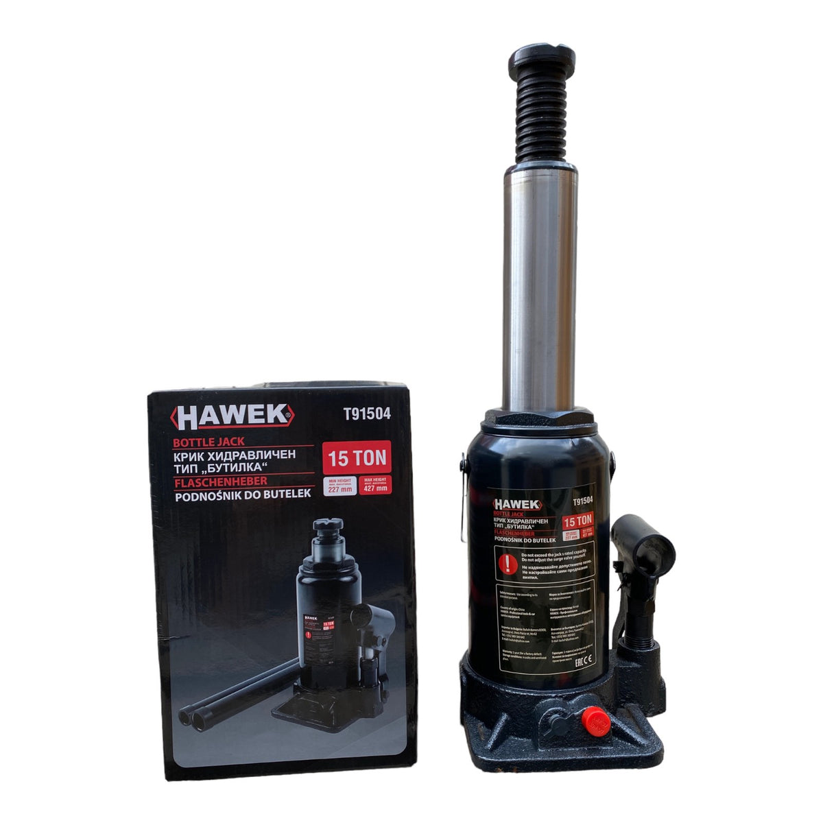 Хидравличен крик тип бутилка 15 тона HAWEK