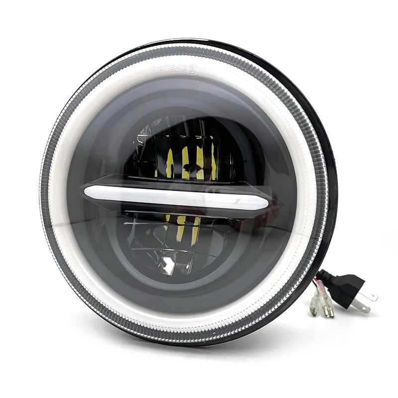 Комплект Кръгли LED фарове 7″ 70W H4 букса, къси, дълги, дневни и мигач – снимка 5
