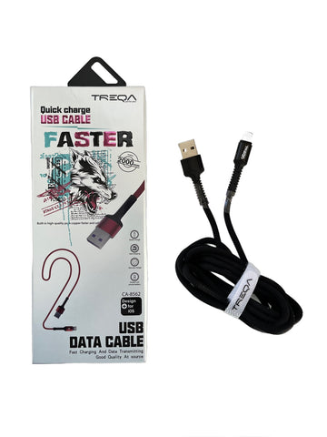 Кабел за зареждане на телефон плетен USB < Lightning - 2 метра