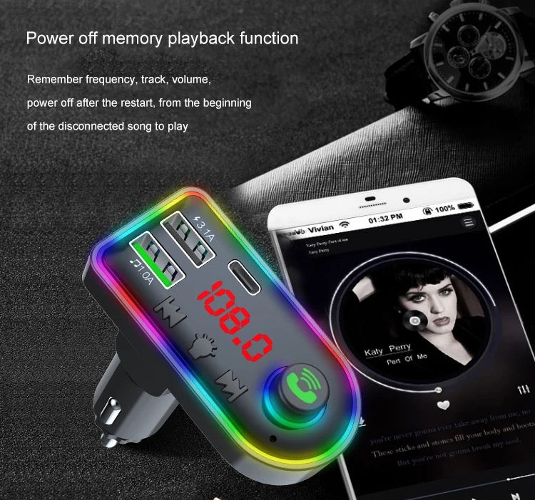 FM трансмитер – Bluetooth RGB – снимка 2