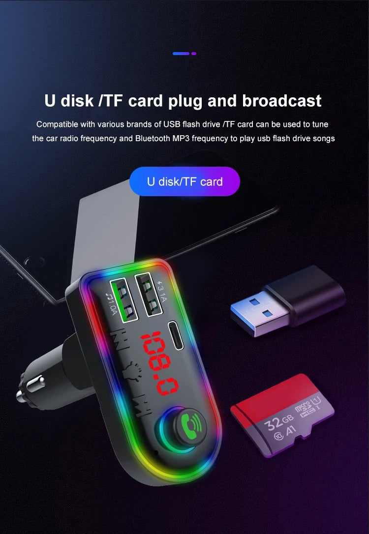 FM трансмитер – Bluetooth RGB – снимка 5