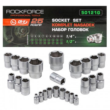 Комплект вложки 25 части 1 / 4"&1 / 2" (4-32mm) ROCKFORCE
