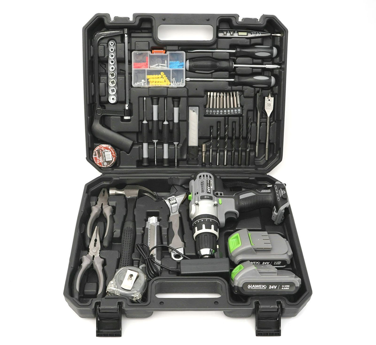 Винтоверт 24 V , 111 части , HW-3001 с 2 батерии – снимка 2