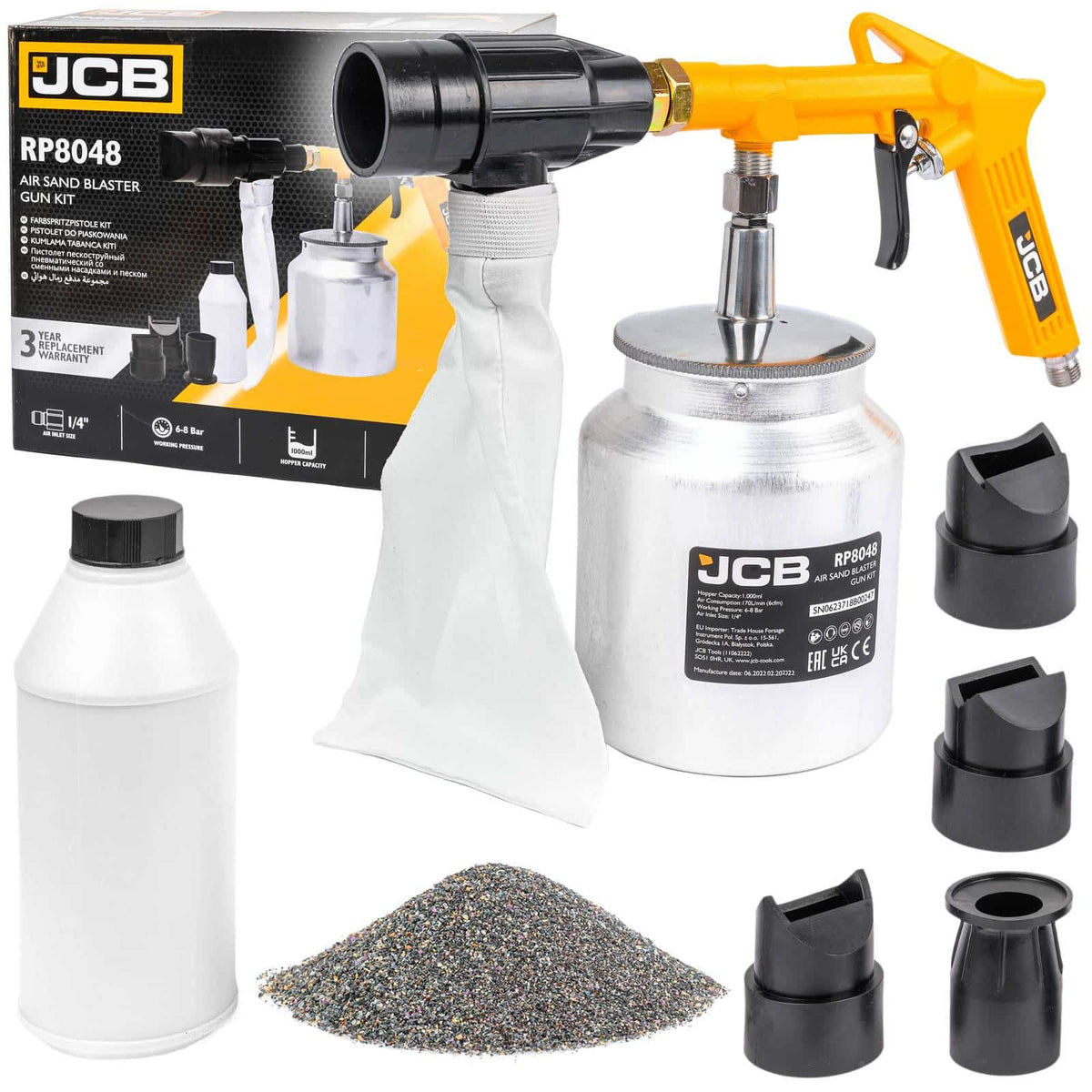 Пневматичен пясъкоструен пистолет 1л с 4 дюзи JCB , rp8048