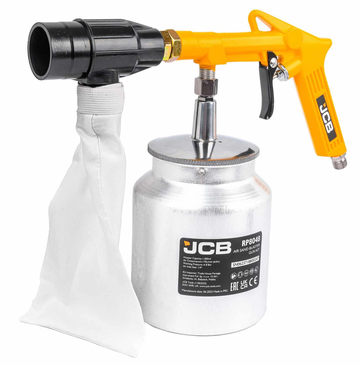 Пневматичен пясъкоструен пистолет 1л с 4 дюзи JCB , rp8048 – снимка 2