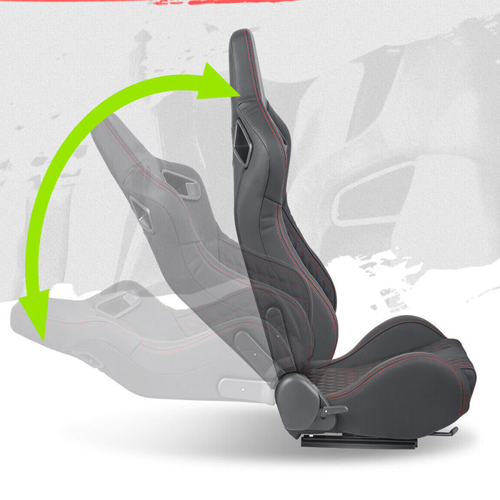 Спортни седалки за МПС - 9015 Черна с червен конец – снимка 2