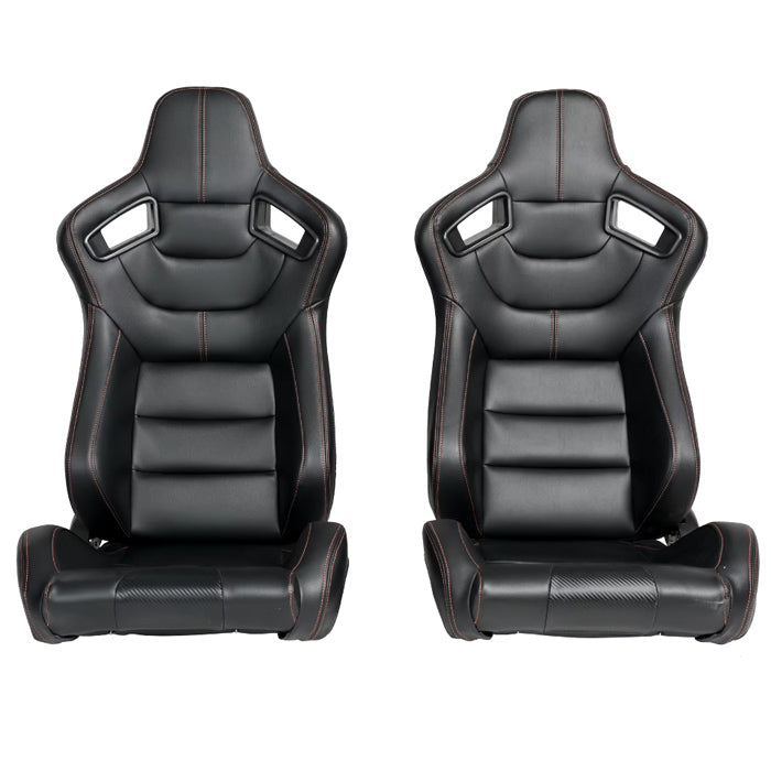 Спортни седалки за МПС - 1053 Черна с червен конец