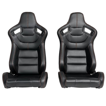 Спортни седалки за МПС - 1053 Черна с червен конец