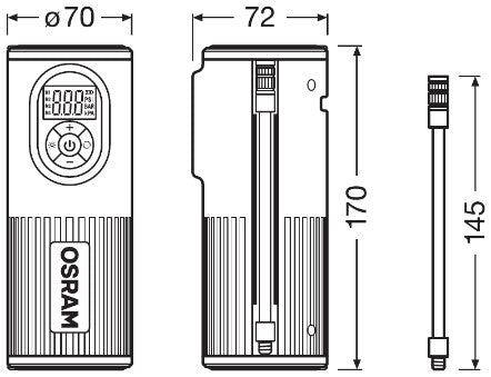 Компактен дигитален компресор за гуми Osram - TYREinflate, OTIR2000, 67W – снимка 3